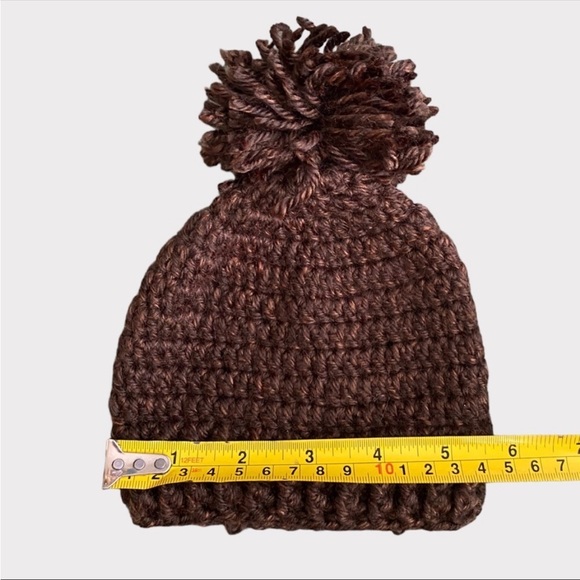 3/$15 Brown Knit Toddler Pom Pom Beanie (SC) - Picture 2 of 3